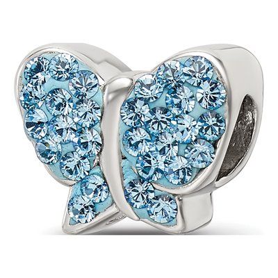 Sterling Silver Crystal Butterfly Bead