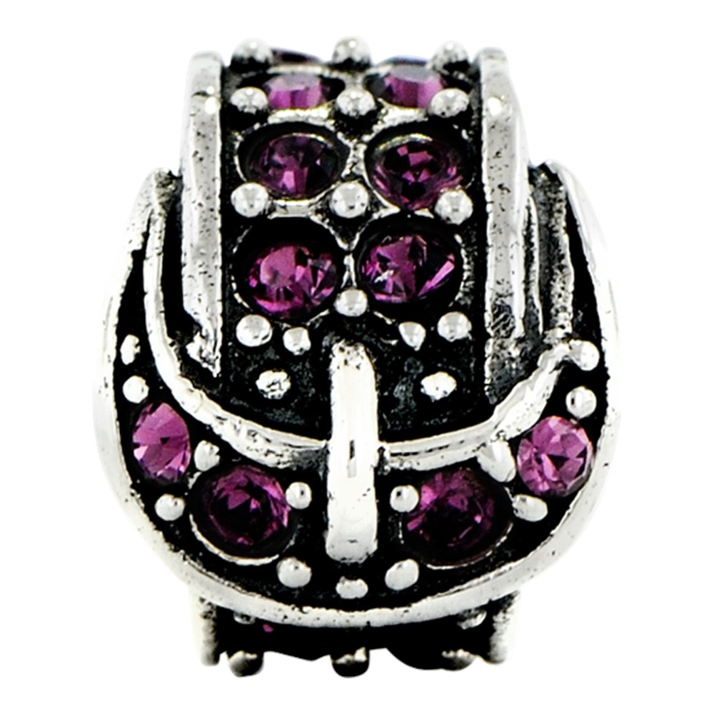 Sterling Silver Purple Crystal Buckle Bead