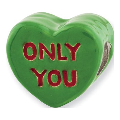 Sterling Silver Enameled Heart Kids Bead