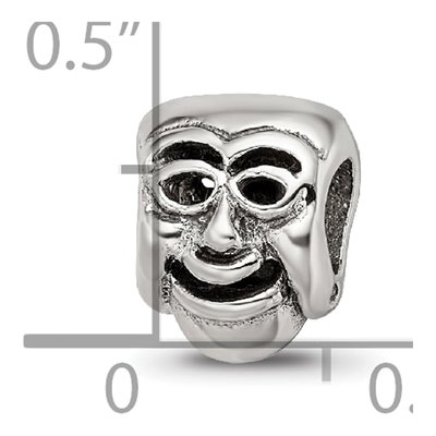 Sterling Silver Comedy Mask Bead – view 7