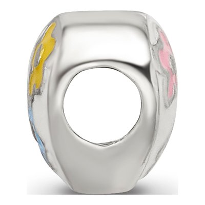 Sterling Silver Kids Enamel Heart Flower Bead – view 2