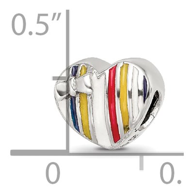 Sterling Silver Kids Enamel Heart Bead – view 3