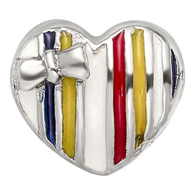 Sterling Silver Kids Enamel Heart Bead – view 4
