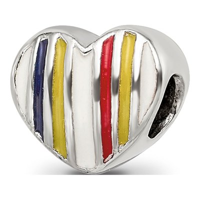 Sterling Silver Kids Enamel Heart Bead – view 5