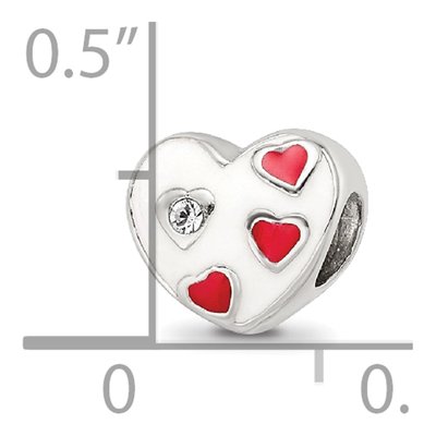 Sterling Silver Enamel Heart Bead – view 6