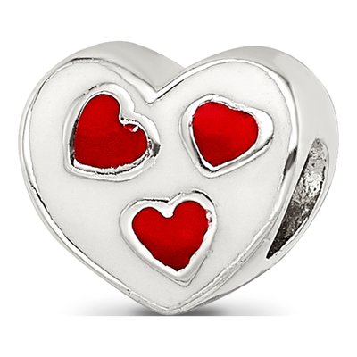 Sterling Silver Enamel Heart Bead – view 7