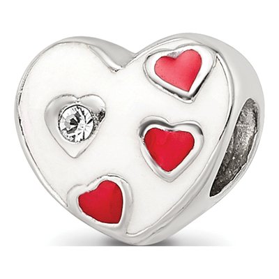 Sterling Silver Enamel Heart Bead
