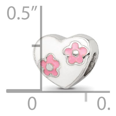 Sterling Silver Enamel Heart Bead – view 5