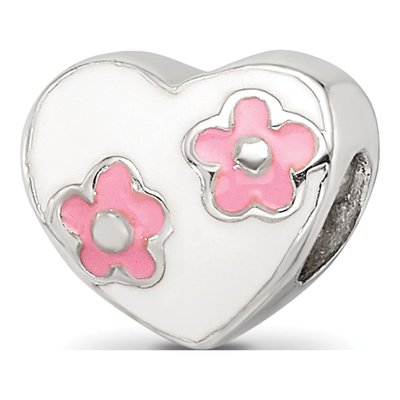 Sterling Silver Enamel Heart Bead
