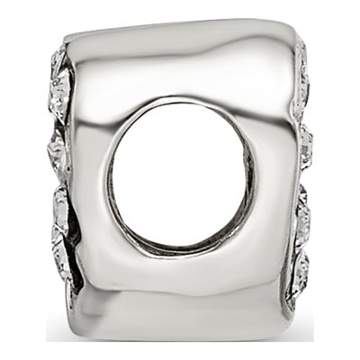 Sterling Silver Crystal Kids Cut-Out Heart Bead – view 2