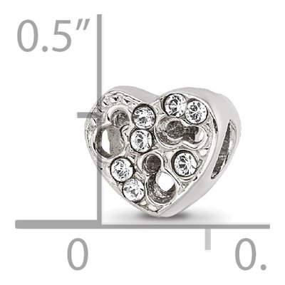 Sterling Silver Crystal Kids Cut-Out Heart Bead – view 4