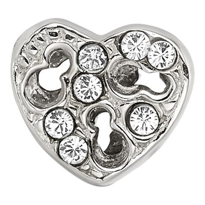 Sterling Silver Crystal Kids Cut-Out Heart Bead – view 5