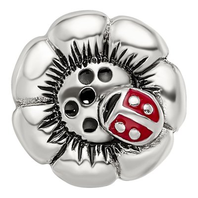Sterling Silver Flower Ladybug Bead – view 5
