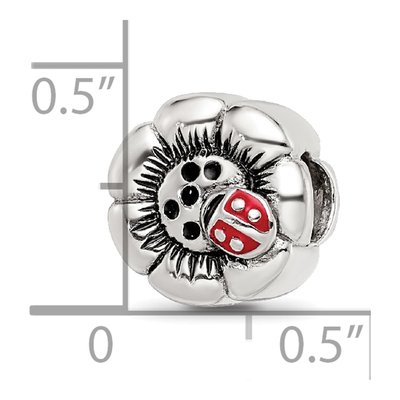 Sterling Silver Flower Ladybug Bead – view 6