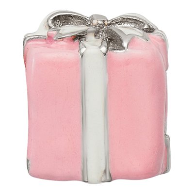 Sterling Silver Pink Enameled Present Bead – view 5