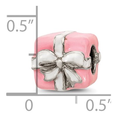 Sterling Silver Pink Enameled Present Bead – view 8