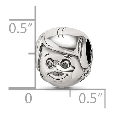 Sterling Silver Little Boy's Head Bead – view 5