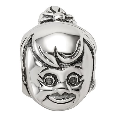 Sterling Silver Little Girl's Head Bead – view 5