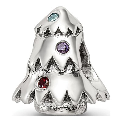 Sterling Silver CZ Christmas Tree Bead