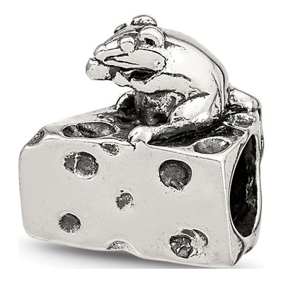 Sterling Silver Mouse on Cheese Bead