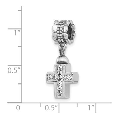 Sterling Silver CZ Cross Ash Holder Dangle Bead – view 2