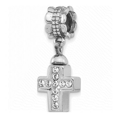 Sterling Silver CZ Cross Ash Holder Dangle Bead