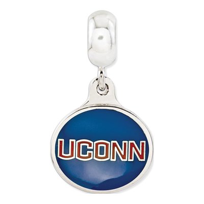 Sterling Silver Uconn Enamel Dangle Bead