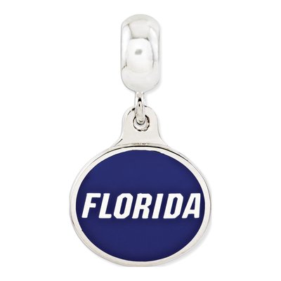 Sterling Silver Florida Gators Enamel Dangle Bead