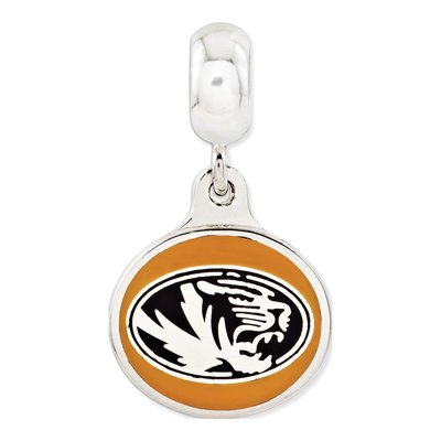 Sterling Silver Mizzou Enameled Dangle Bead