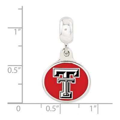 Sterling Silver Texas Tech Enamel Dangle Bead – view 4