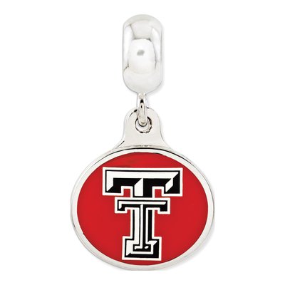 Sterling Silver Texas Tech Enamel Dangle Bead