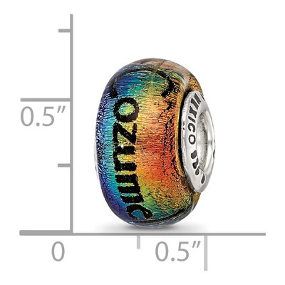Sterling Silver Orange Dichroic Glass Bead – view 5