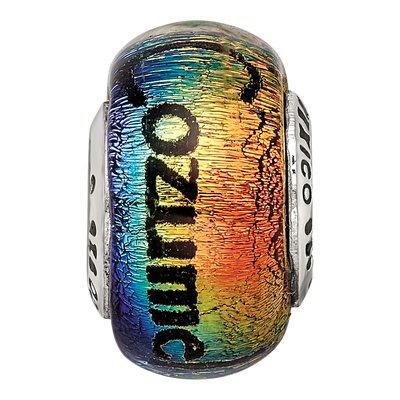 Sterling Silver Orange Dichroic Glass Bead – view 6