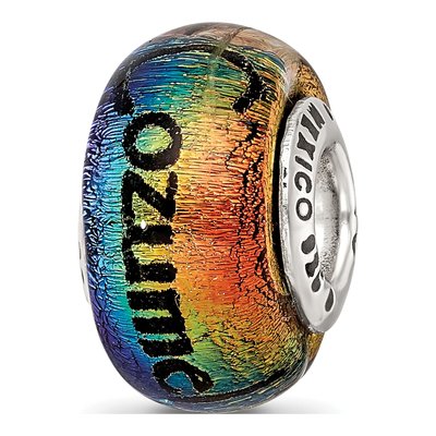 Sterling Silver Orange Dichroic Glass Bead