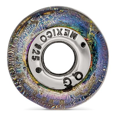 Sterling Silver Orange Dichroic Glass Bead – view 4