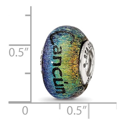 Sterling Silver Orange Dichroic Glass Bead – view 5
