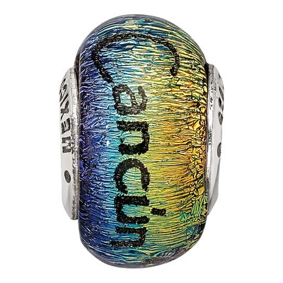 Sterling Silver Orange Dichroic Glass Bead – view 6