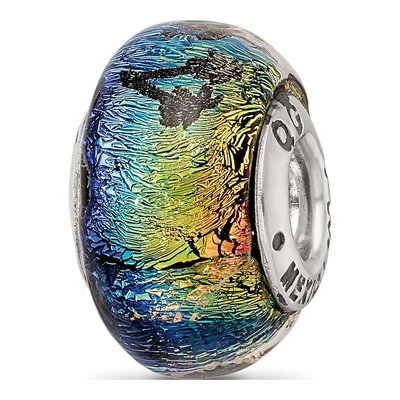 Sterling Silver Orange Dichroic Glass Bead – view 7