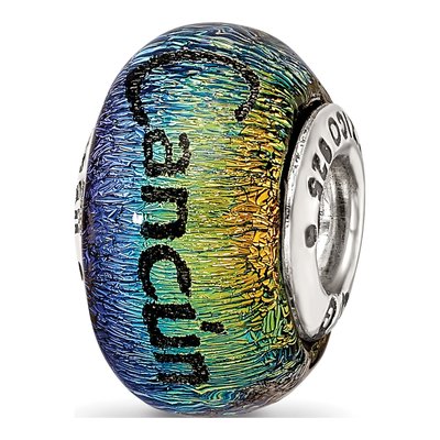 Sterling Silver Orange Dichroic Glass Bead