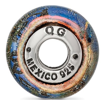 Sterling Silver Orange Dichroic Glass Bead – view 4