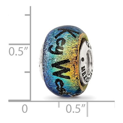 Sterling Silver Orange Dichroic Glass Bead – view 5
