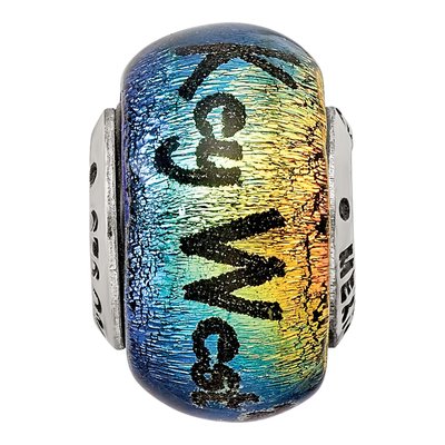 Sterling Silver Orange Dichroic Glass Bead – view 6
