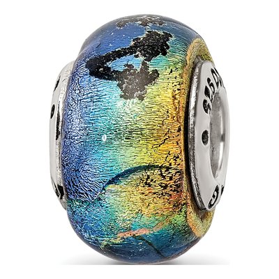 Sterling Silver Orange Dichroic Glass Bead – view 7
