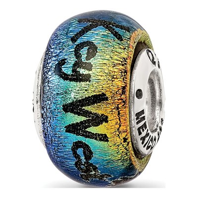 Sterling Silver Orange Dichroic Glass Bead
