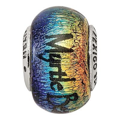 Sterling Silver Orange Dichroic Glass Bead – view 4