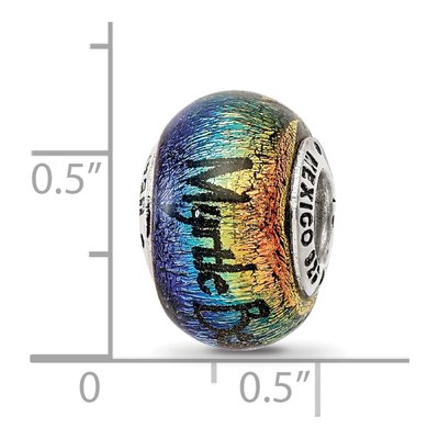 Sterling Silver Orange Dichroic Glass Bead – view 5