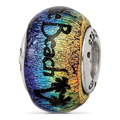 Sterling Silver Orange Dichroic Glass Bead – view 7