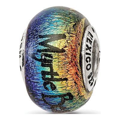 Sterling Silver Orange Dichroic Glass Bead