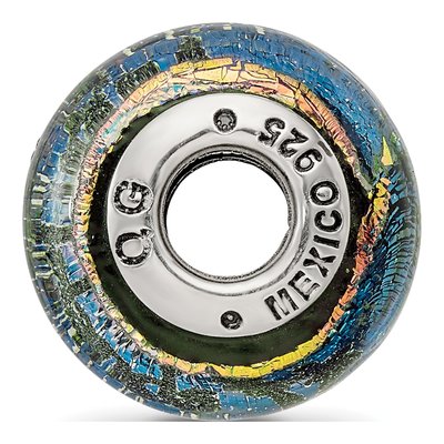 Sterling Silver Orange Dichroic Glass Bead – view 4