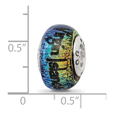 Sterling Silver Orange Dichroic Glass Bead – view 6